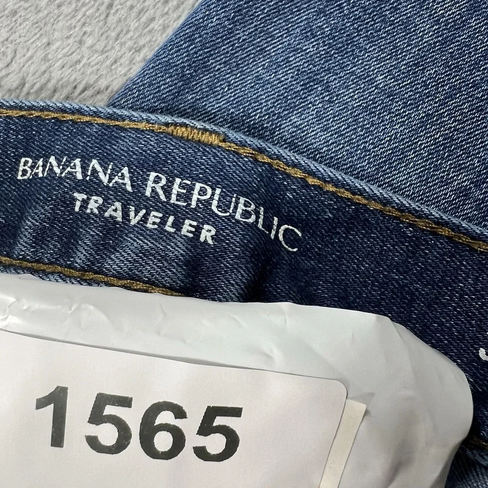 Banana Republic Jeans Mens 36x34 Blue Traveler Slim Straight Stretch Denim